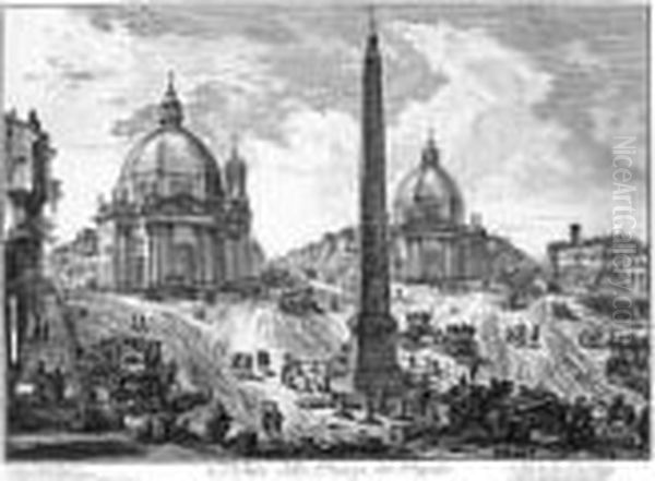 Veduta Della Piazza Del Popolo Oil Painting by Giovanni Battista Piranesi