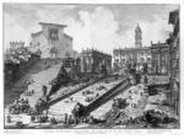 Veduta Del Romano Campidoglio Con Scalinata Che Va Alla Chiesa Araceli Oil Painting by Giovanni Battista Piranesi