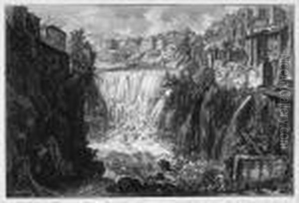 Veduta Della Cascata Di Tivoli Oil Painting by Giovanni Battista Piranesi