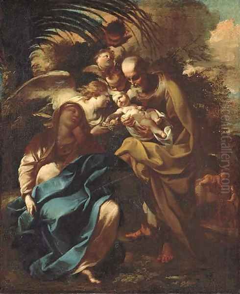 The Rest on the Flight into Egypt Oil Painting by Giovanni Stefano Robatto