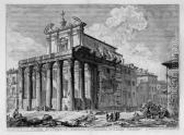 Veduta Del Tempio Di Antonino E Faustina In Campo Vaccino Oil Painting by Giovanni Battista Piranesi