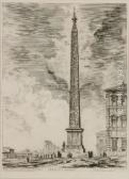 Obelisco Egizio
 , Acquaforte Dalle Grandi Vedute Di Roma 1759, In Lastra Oil Painting by Giovanni Battista Piranesi