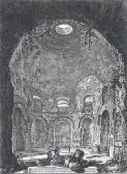 Veduta Interna Del Tempio Della Tosse From Vedute Di Roma Oil Painting by Giovanni Battista Piranesi