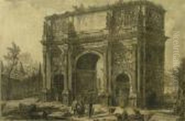 Veduta Dell'arco Di Constantino Oil Painting by Giovanni Battista Piranesi