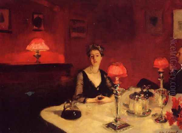 A Dinner Table At Night Oil Painting by John Singer Sargent