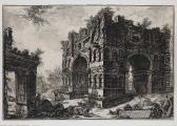 The Arch Of Janus, With The Arch Of The Money-changers (hind 96) Oil Painting by Giovanni Battista Piranesi