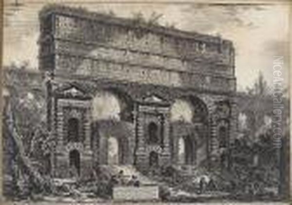 The Porta Maggiore Originally An
 Archway Of The Aqua Claudia And The Anio Novus (hind 119) Oil Painting by Giovanni Battista Piranesi