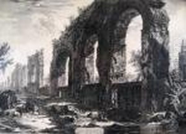 Neroniani Aqueduct Oil Painting by Giovanni Battista Piranesi