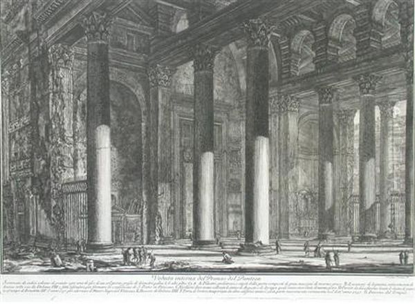 Veduta Interna Del Pronao Del Panteon Oil Painting by Giovanni Battista Piranesi