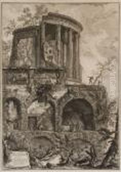 Altra Veduta Del Tempio Della Sibilla In Tivoli Oil Painting by Giovanni Battista Piranesi