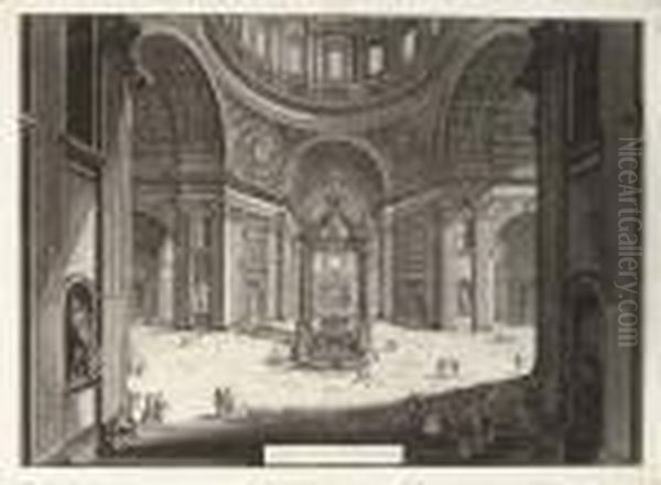 St. Peter's, From The Piazza 
Dela Sagrestia; S. Paolo Fuori Le Mura; S. Costanza; The Egyptian 
Obelisk In The Piazza Di S. Giovanni Laterano; S. Giovanni In Laterano. 
Interior; St. Peter's. Interior: Beneath The Dome; And View Of A Tomb 
Outside Th Oil Painting by Giovanni Battista Piranesi