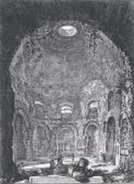 Veduta Interna Del Tempio Della Tosse From Vedute Di Roma (h.70), 1764 Oil Painting by Giovanni Battista Piranesi