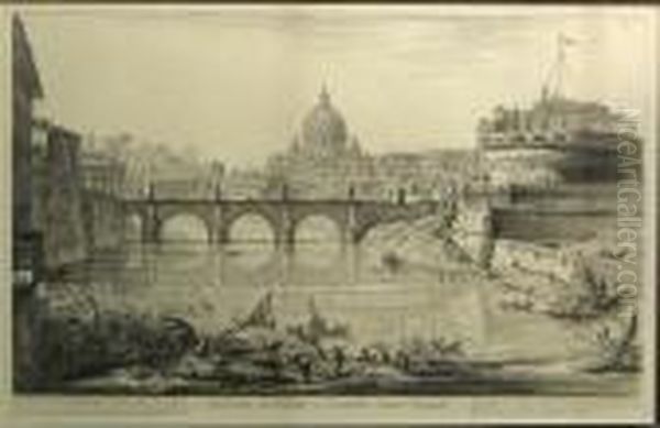 Veduta Del Ponte E Castello Sant'angelo, From Vedute Di Roma (we.156; F.793; H.29), 1754 Oil Painting by Giovanni Battista Piranesi