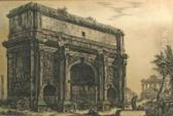 Veduta Dell'arco Settimio Severo, From Vedute Di Roma (we.232; H.99; F.754), 1772 Oil Painting by Giovanni Battista Piranesi