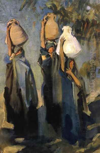 Bedouin Women Carrying Water Jars Oil Painting by John Singer Sargent