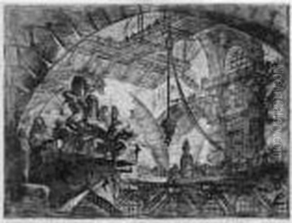 Prisoners On A Projecting Platform Oil Painting by Giovanni Battista Piranesi