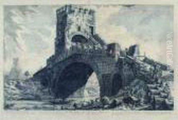 Veduta Del Ponte Salario. 1754. Oil Painting by Giovanni Battista Piranesi