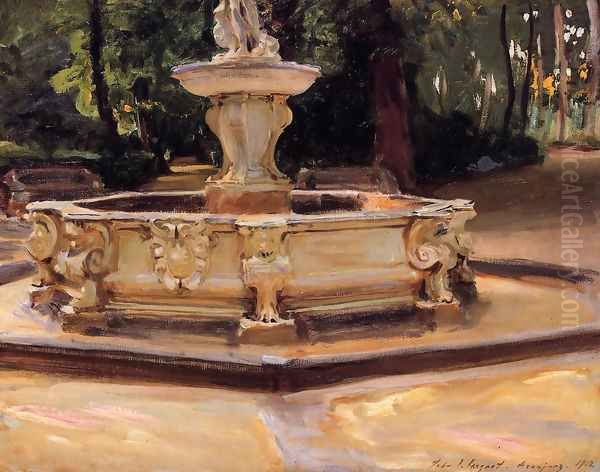 A Marble fountain at Aranjuez, Spain Oil Painting by John Singer Sargent