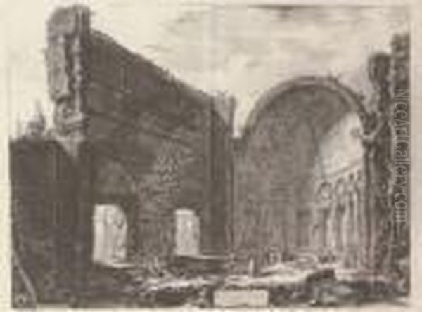 Roman Arches At The Church Of 
Ss. Giovanni E Paolo; The So-called Villa Of Maecenas At Tivoli 
(interior); And Hadrian's Villa: The Apse Of The So Called Hall Of The 
Philosophers Oil Painting by Giovanni Battista Piranesi