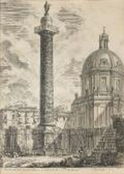 Colonna Trajana; Colonna Antonina, From Vedute Di Roma Oil Painting by Giovanni Battista Piranesi