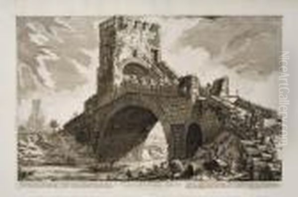 Veduta Del Ponte Salario Oil Painting by Giovanni Battista Piranesi