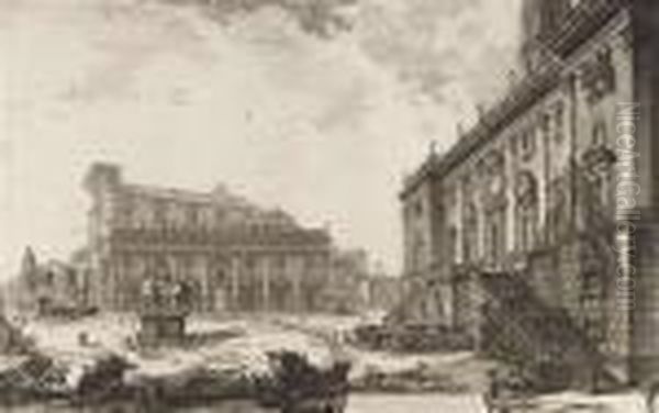 Veduta Della Piazza Del Campidoglio. Oil Painting by Giovanni Battista Piranesi