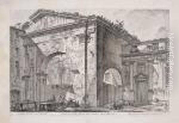 Veduta Dell'atrio Del Portico Di Ottavia Oil Painting by Giovanni Battista Piranesi