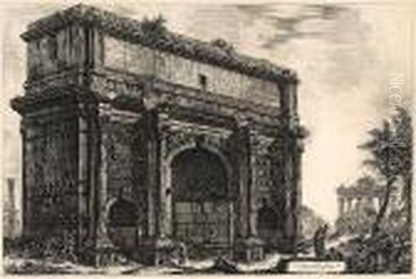 Veduta Dell'arco Di Settimio Severo, From Vedute Di Roma (we. 232; H. 99; F. 754), 1772 Oil Painting by Giovanni Battista Piranesi