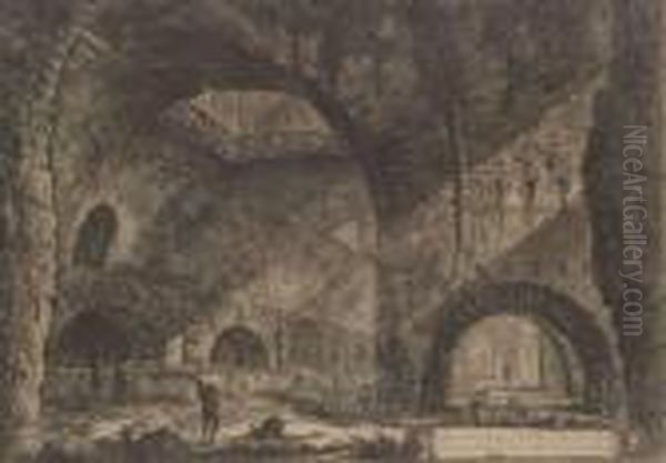 Altra Veduta Interna Della Villa Di Mecenate Intivoli. Oil Painting by Giovanni Battista Piranesi