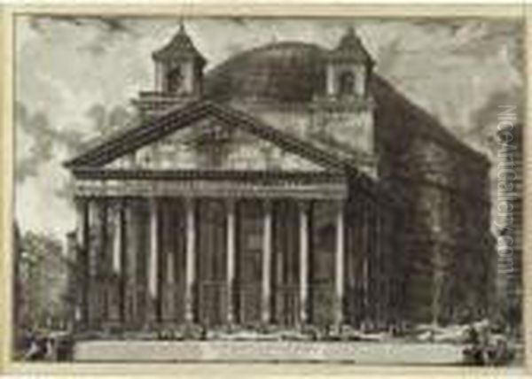 Vedute Di Roma: The Pantheon (hind 60) Oil Painting by Giovanni Battista Piranesi