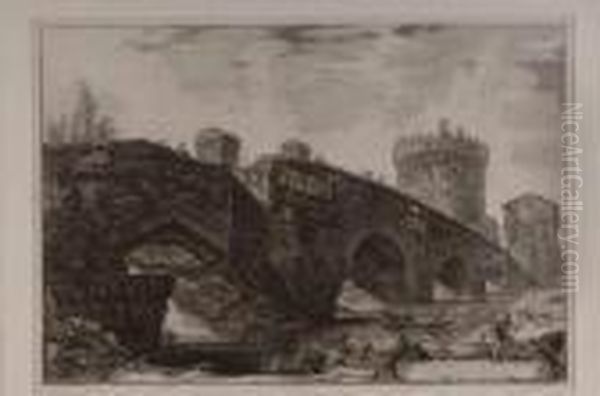  Veduta Del Ponte Lugano Su L'anione  by Giovanni Battista Piranesi