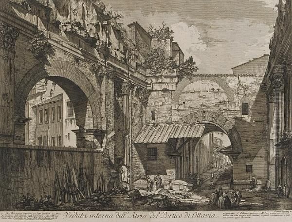 Etchings From Vedute Di Roma Oil Painting by Giovanni Battista Piranesi