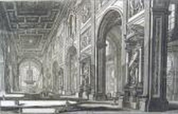 Veduta Interna Della Basilica Di S. Giovanni Laterano, From Vedute Di Roma Oil Painting by Giovanni Battista Piranesi