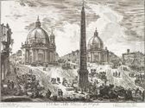 Veduta Della Piazza Del Popolo, From Vedute Di Roma Oil Painting by Giovanni Battista Piranesi