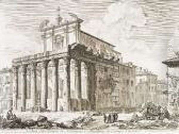 Veduta Del Tempio Di Antonino E Faustina In Campo Vaccino, From Vedute Di Roma Oil Painting by Giovanni Battista Piranesi