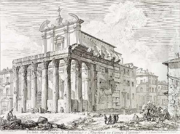 Veduta Del Tempio Di Antonino E Faustina In Campo Vaccino, From Vedute Di Roma Oil Painting by Giovanni Battista Piranesi