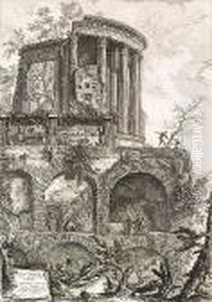 Altra Veduta Del Tempio Della Sibilla In Tivoli, From Vedute Di Roma Oil Painting by Giovanni Battista Piranesi