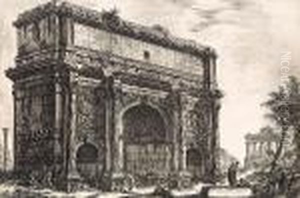 Veduta Dell'arco Di Settimio Severo, From Vedute Di Roma Oil Painting by Giovanni Battista Piranesi