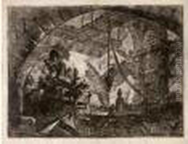 Prisonniers Sur Une Plateforme Avancee. Oil Painting by Giovanni Battista Piranesi