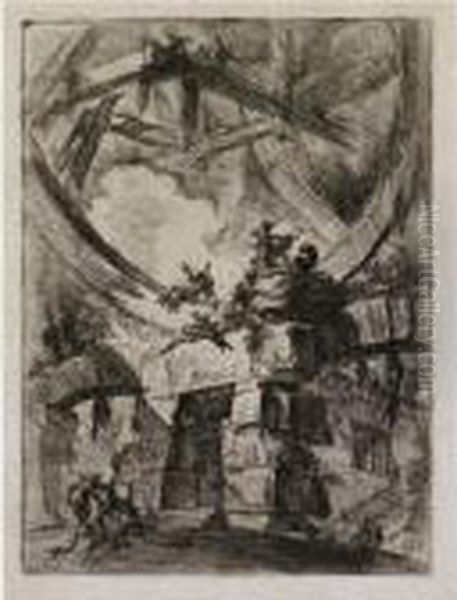 The Giant Wheel (h. 9; R. 35) Oil Painting by Giovanni Battista Piranesi