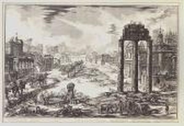 The Forum Romanum, Or Campo 
Vaccino; The Fontana Di Trevi. Front View, From Veduta Di Roma Oil Painting by Giovanni Battista Piranesi