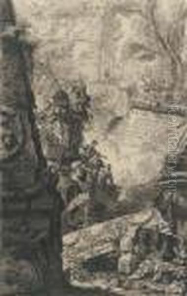 Prima Parte Di Architetture E Prospettive Oil Painting by Giovanni Battista Piranesi