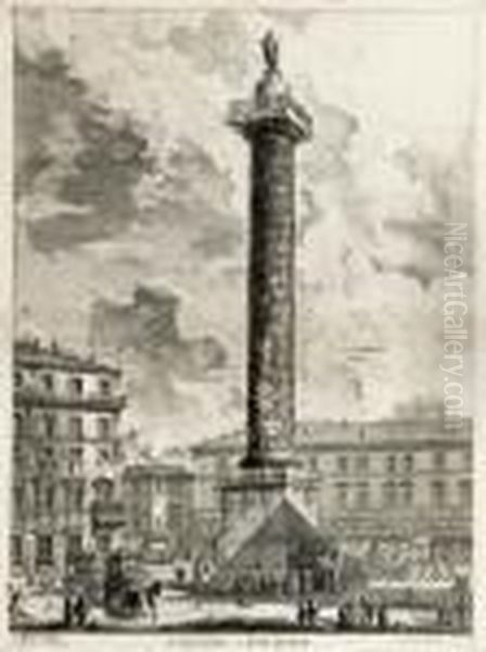 Colonna Antonina Oil Painting by Giovanni Battista Piranesi