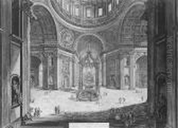 St Peters Interior Beneath The Dome (hind 102) Oil Painting by Giovanni Battista Piranesi