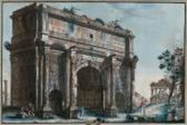 Sepolcro Della Famiglia Plauzia, Acquaforte Oil Painting by Giovanni Battista Piranesi