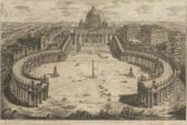 Veduta Dell' Insigne Basilica
 Vaticana ... Oil Painting by Giovanni Battista Piranesi