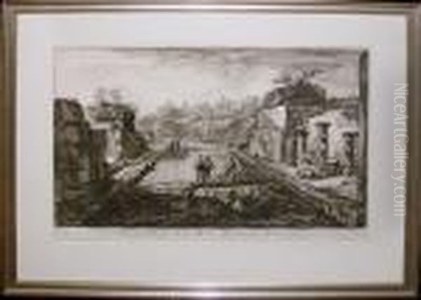 Vue Des Fabriques De La Ville Pompeia, Prise De Son Entree Oil Painting by Giovanni Battista Piranesi