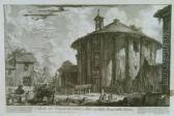 Italian, A Monochrome Engraving 
Veduta Del Tempio Di Cibele A Piazza Della Bocca Della Verita Oil Painting by Giovanni Battista Piranesi