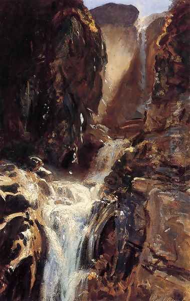 A Waterfall Oil Painting by John Singer Sargent