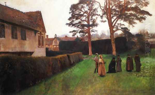 A Game of Bowls, Ightham Mote, Kent Oil Painting by John Singer Sargent